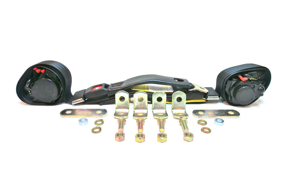 Three Point Lap Black Seat Belts - 3 Point Lap & Shoulder Retractable Front - FJ40, FJ ...