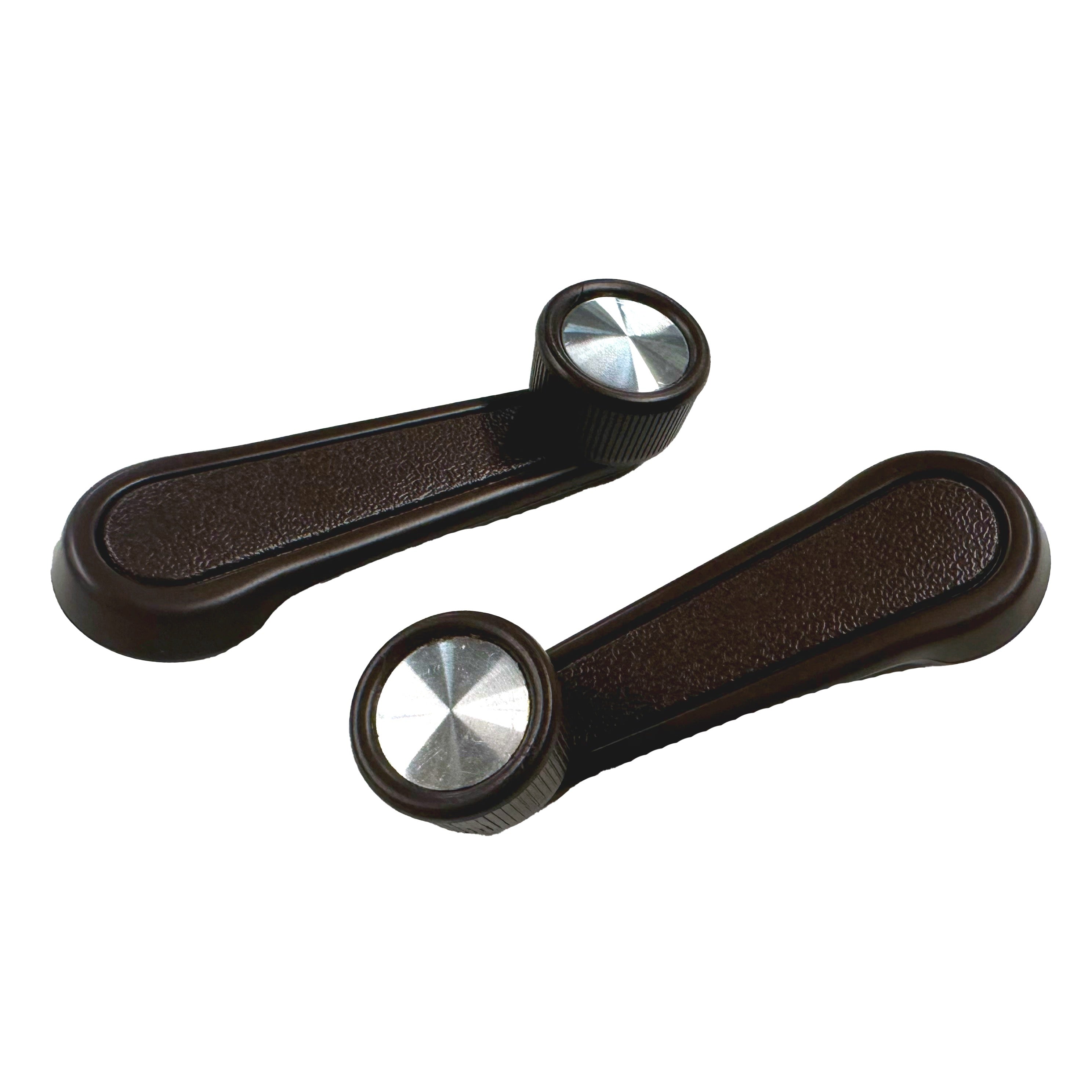 Window Regulator Crank Handle Set ( Brown ) - Brushed Silver