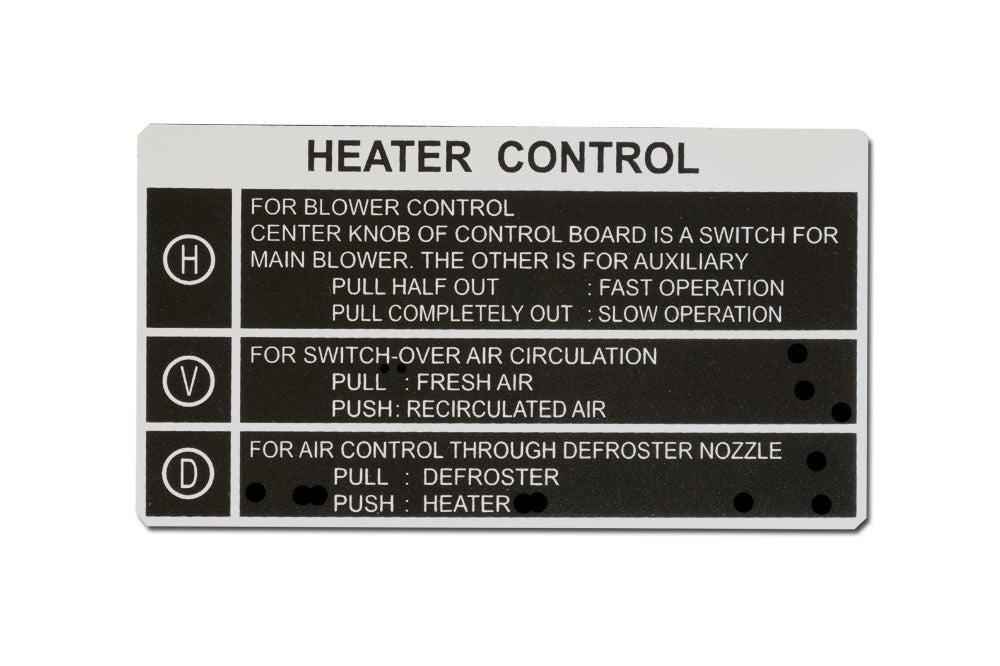 Heater Control - Decal - FJ40 - FJ45 - 1963-1967