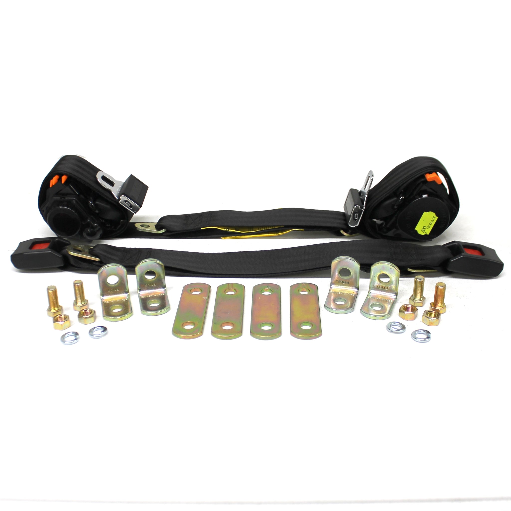 Three Point Lap Black Seat Belts - 3 Point Lap & Shoulder Retractable Front - FJ40, FJ ...